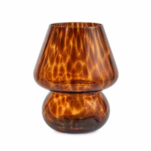 Amber Glass Mushroom USB Table Lamp — White-background main view