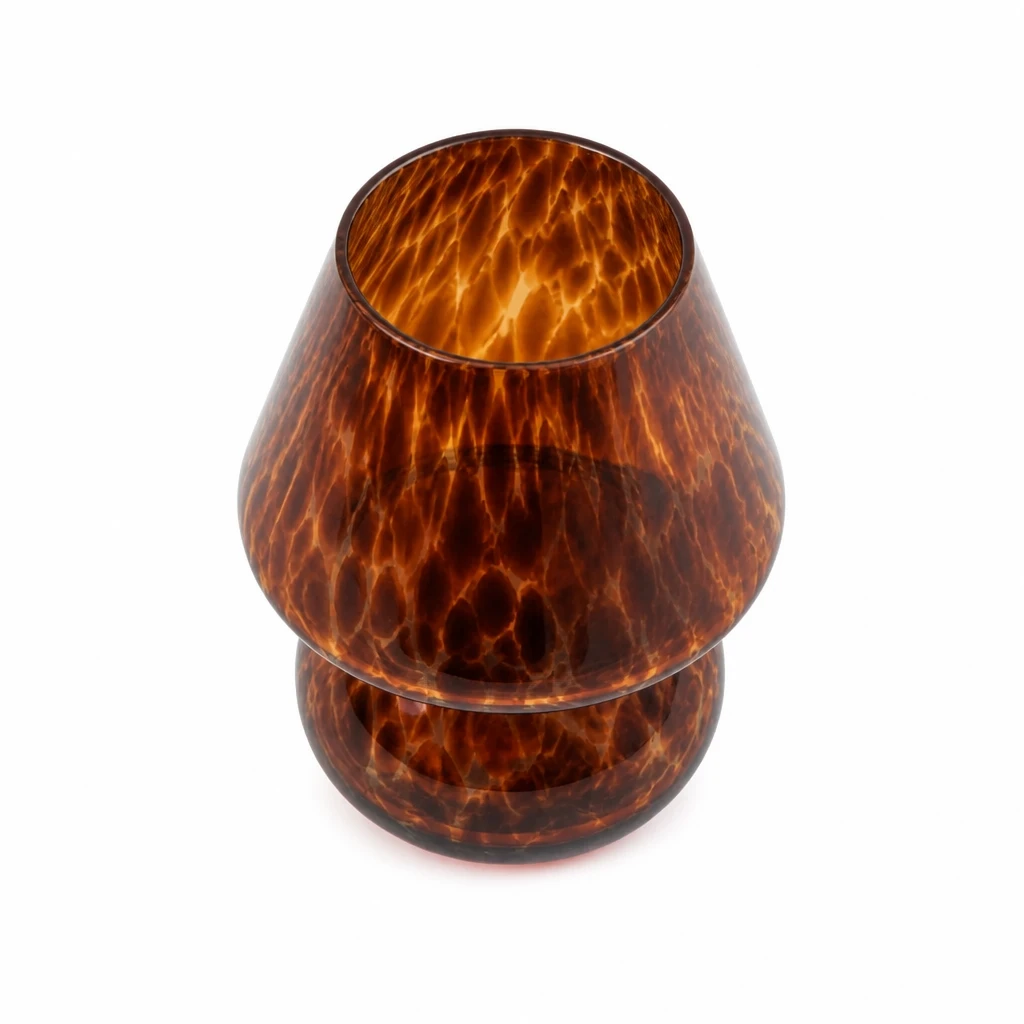 Amber Glass Mushroom USB Table Lamp — White-background alternate angle