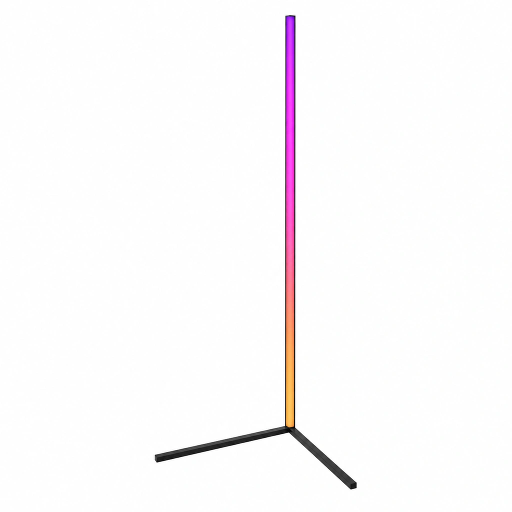 Black 155 cm RGB Corner Floor Lamp — White-background alternate angle