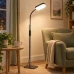 Black 18W Square-Head LED Floor Lamp — Interior lifestyle view