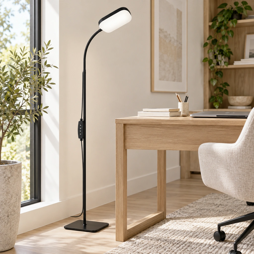Black 18W Square-Head LED Floor Lamp — Second interior view