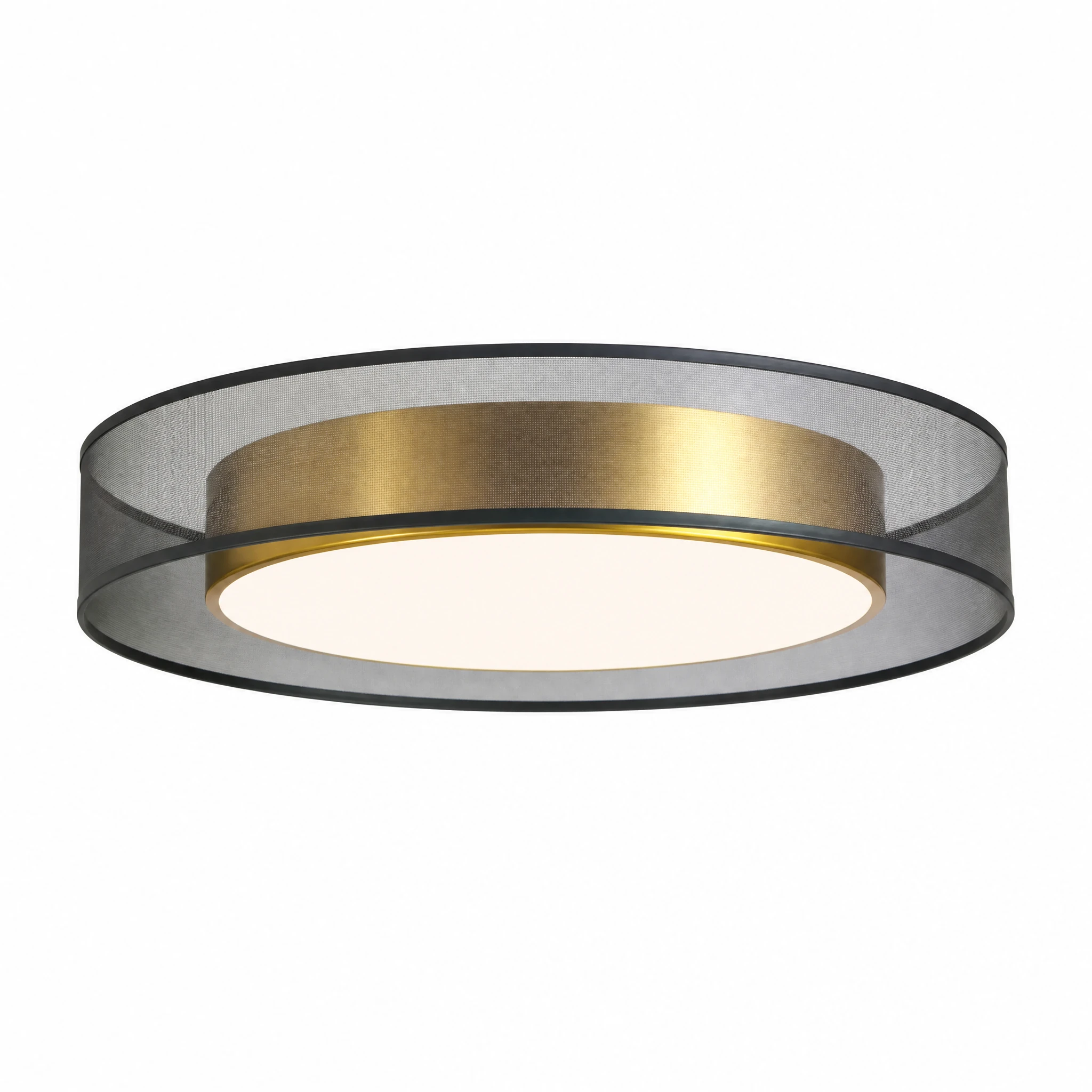 Black Mesh and Gold 40 cm LED Ceiling Light — White-background main view Black Mesh and Gold 40 cm LED Ceiling Light — White-background main view