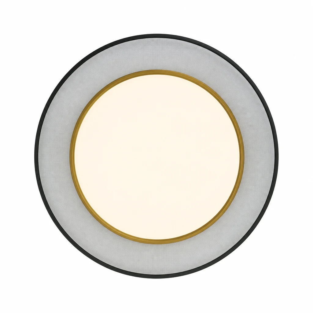 Black Mesh and Gold 40 cm LED Ceiling Light — Distinct alternate studio view on white