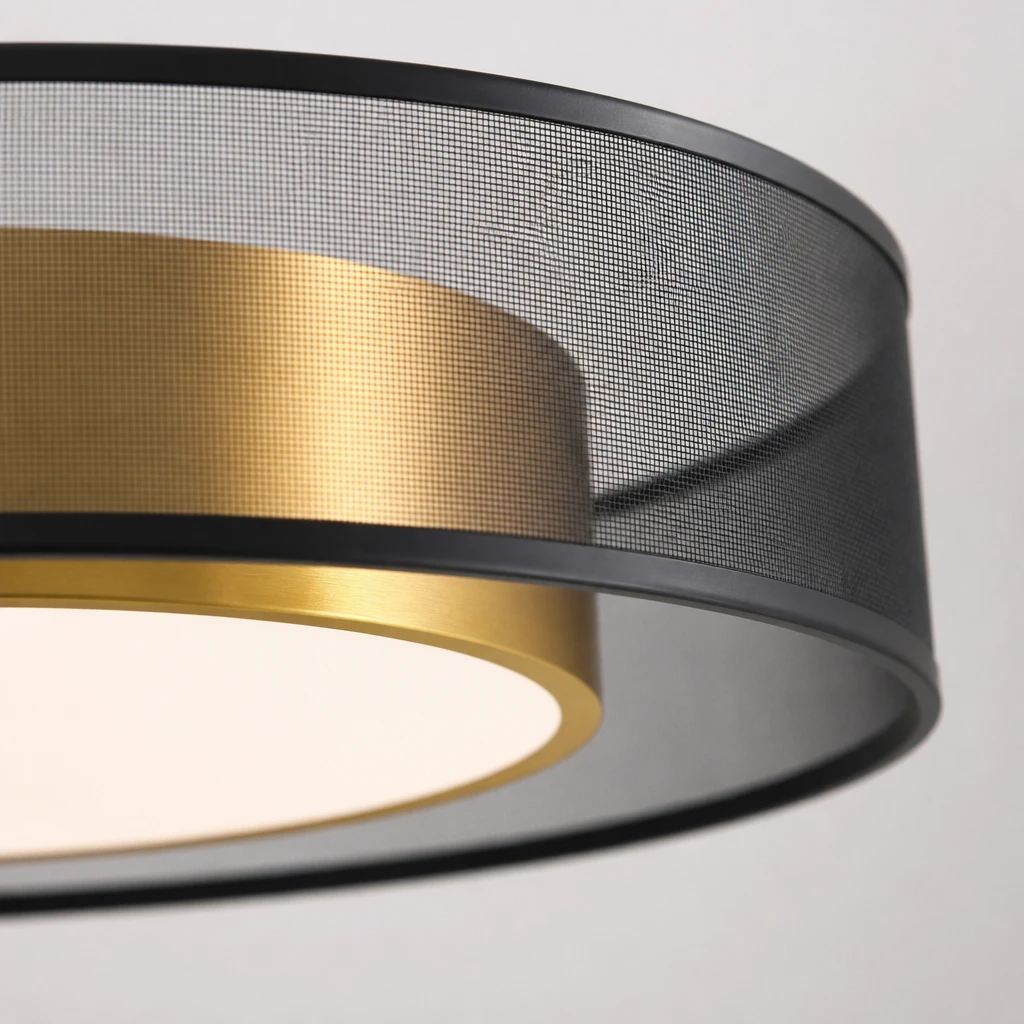 Black Mesh and Gold 40 cm LED Ceiling Light — Material and construction detail