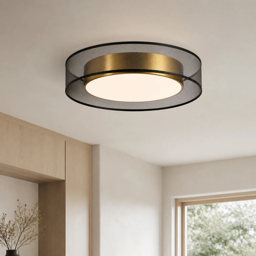 Black Mesh and Gold 40 cm LED Ceiling Light — Second interior view