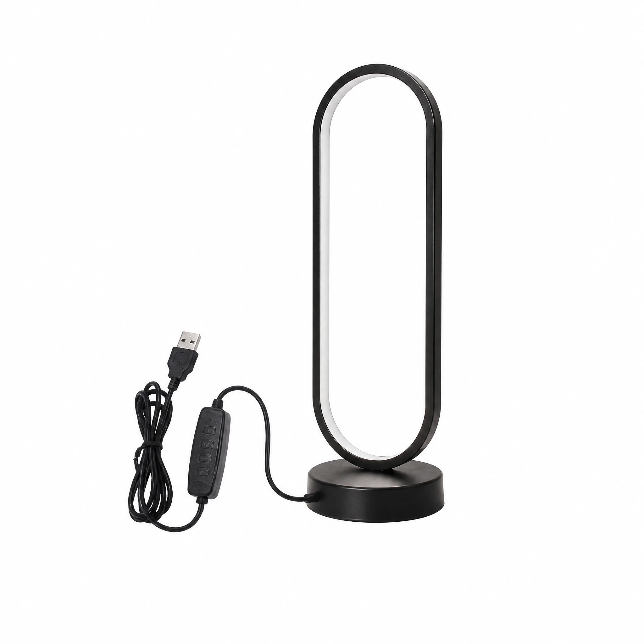 Black Oval LED Table Lamp — White-background main view Black Oval LED Table Lamp — White-background main view