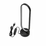 Black Oval LED Table Lamp — White-background alternate angle