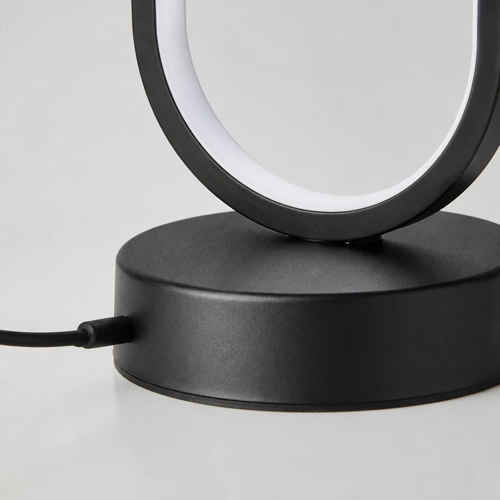 Black Oval LED Table Lamp — Material and construction detail