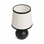 Black Round-Base Table Lamp with Ivory Shade — White-background alternate angle