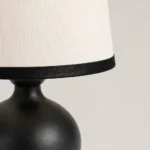 Black Round-Base Table Lamp with Ivory Shade — Material and construction detail