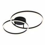 Black Two-Ring LED Ceiling Light with Remote — White-background main view