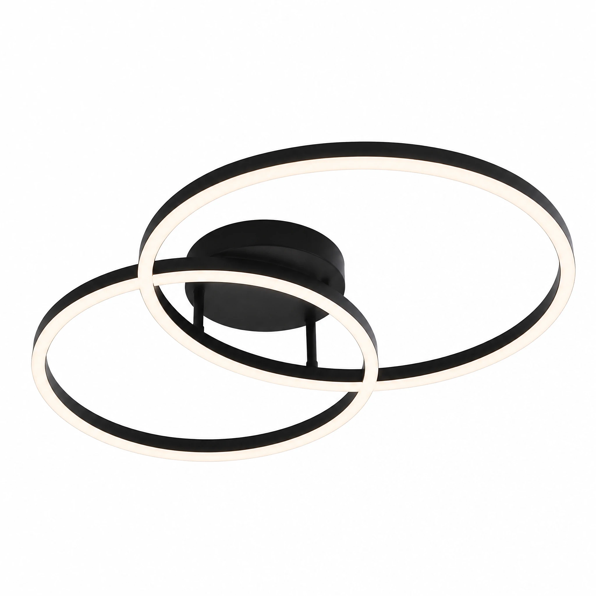 Black Two-Ring LED Ceiling Light with Remote — White-background main view Black Two-Ring LED Ceiling Light with Remote — White-background main view