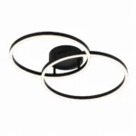 Black Two-Ring LED Ceiling Light with Remote — White-background alternate angle