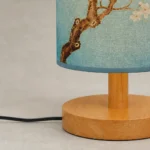 Blossom Print Cylinder Table Lamp with Wood Base — Material and construction detail
