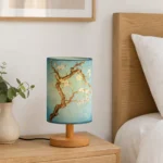 Blossom Print Cylinder Table Lamp with Wood Base — Second interior view