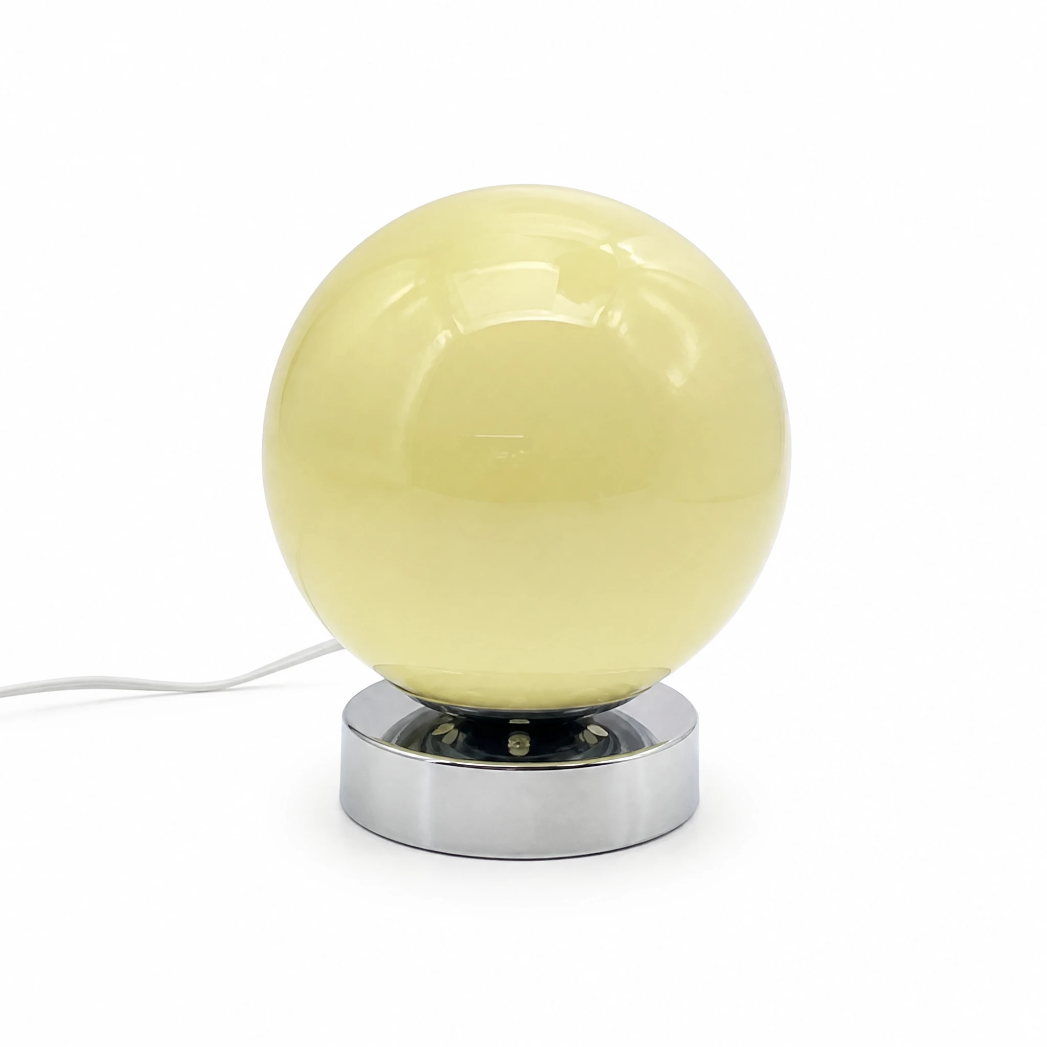 Cream Glass Globe USB Table Lamp — White-background main view
