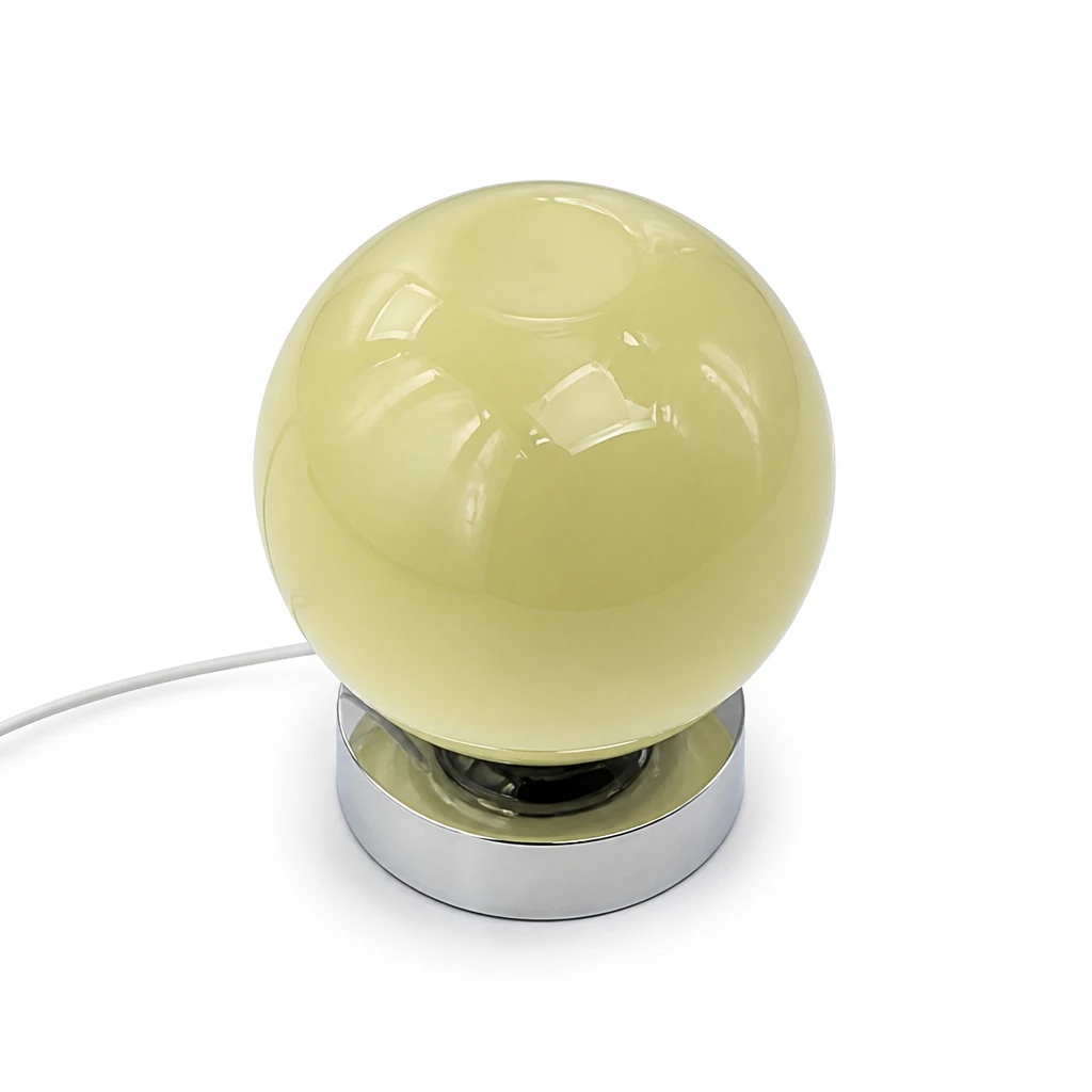 Cream Glass Globe USB Table Lamp — White-background alternate angle