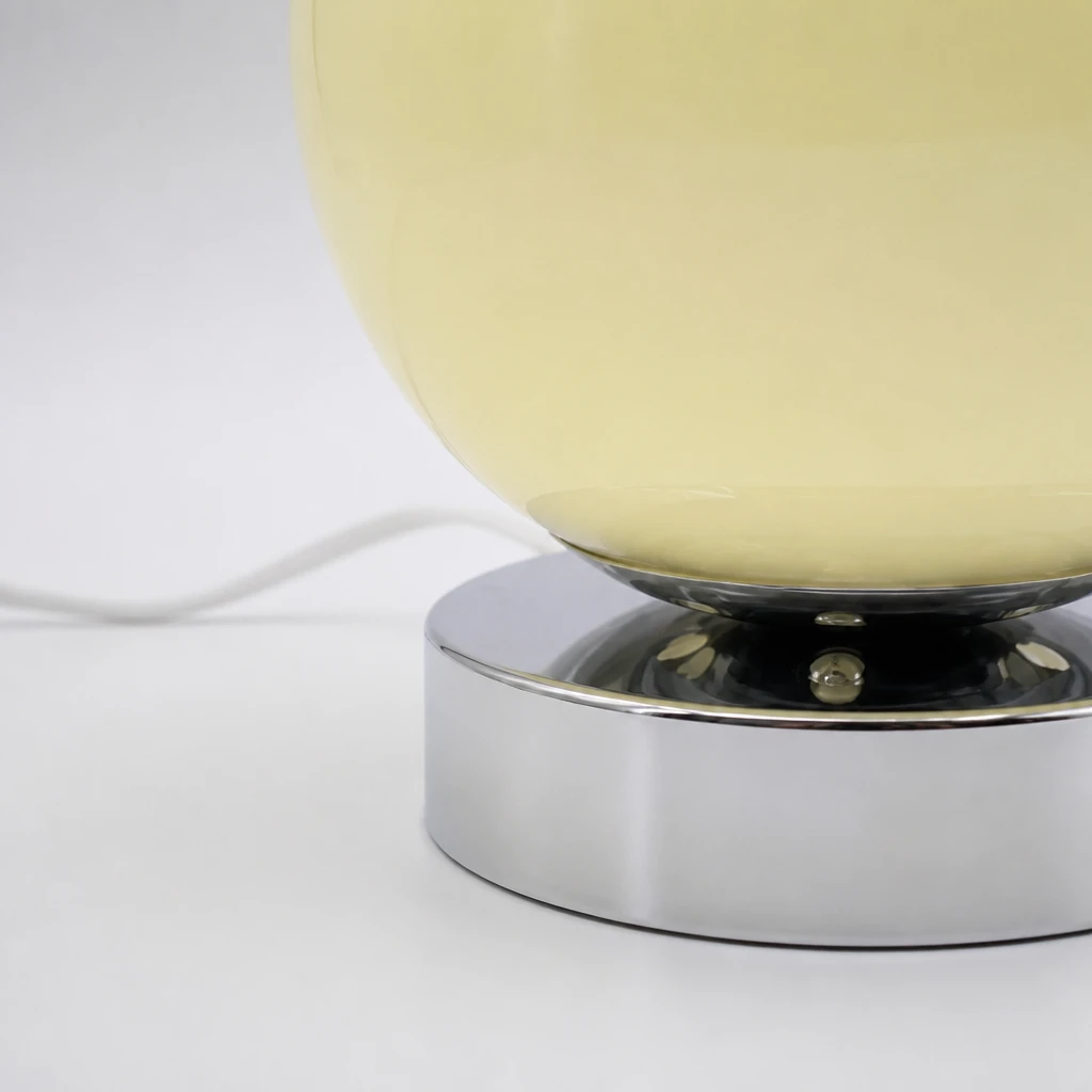 Cream Glass Globe USB Table Lamp — Material and construction detail
