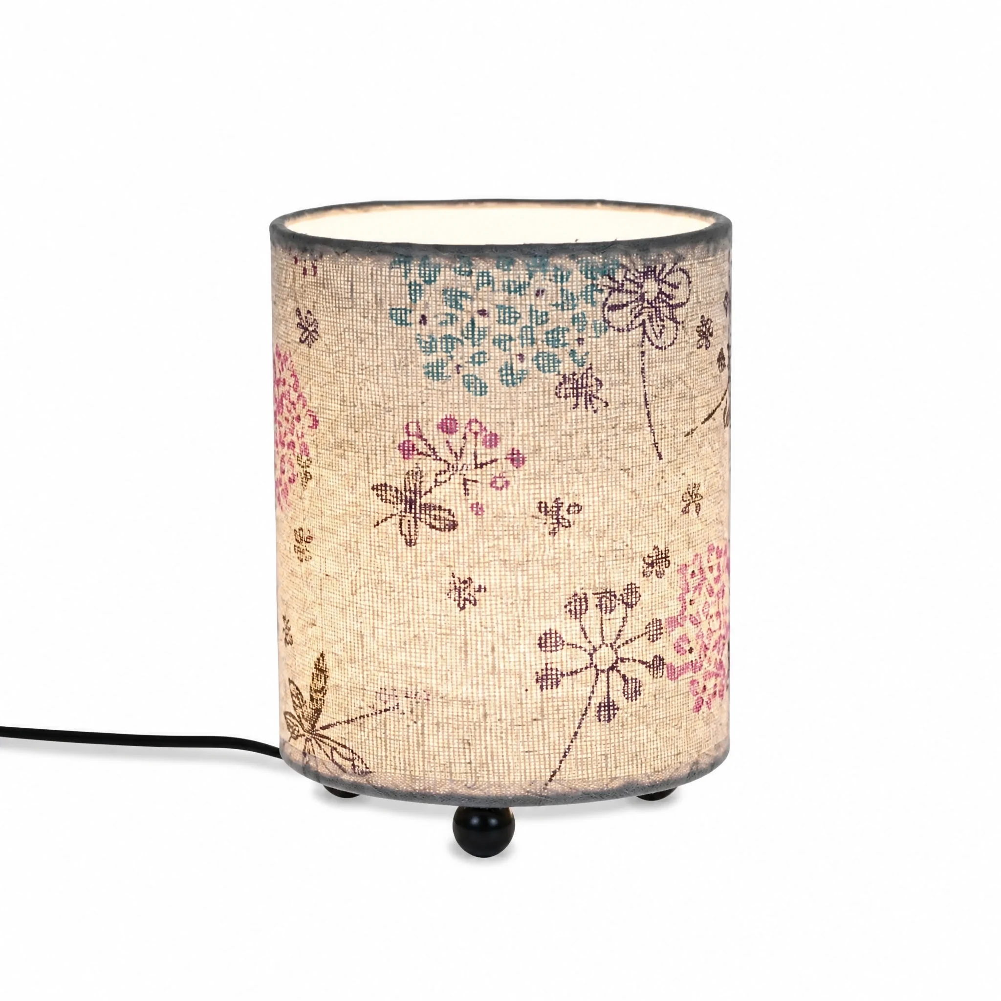 Floral Cylinder USB Table Lamp — White-background main view Floral Cylinder USB Table Lamp — White-background main view