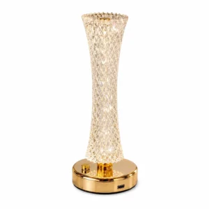 Gold Faceted Acrylic Rechargeable Table Lamp — White-background main view