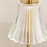 Gold Rechargeable Table Lamp with Fluted Clear Shade — Material and construction detail