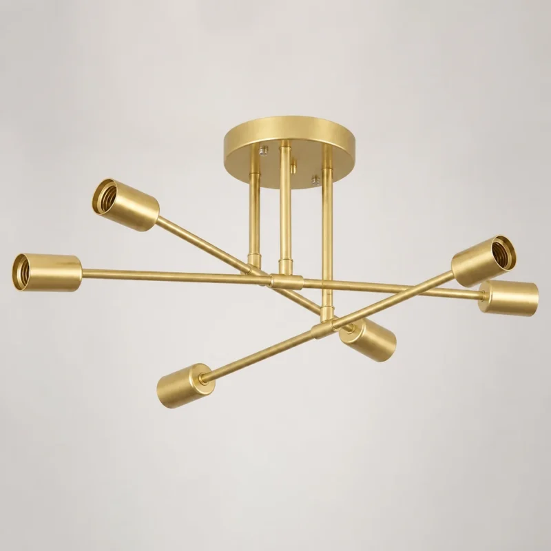 Gold Six-Light Sputnik Ceiling Fixture — Material and construction detail