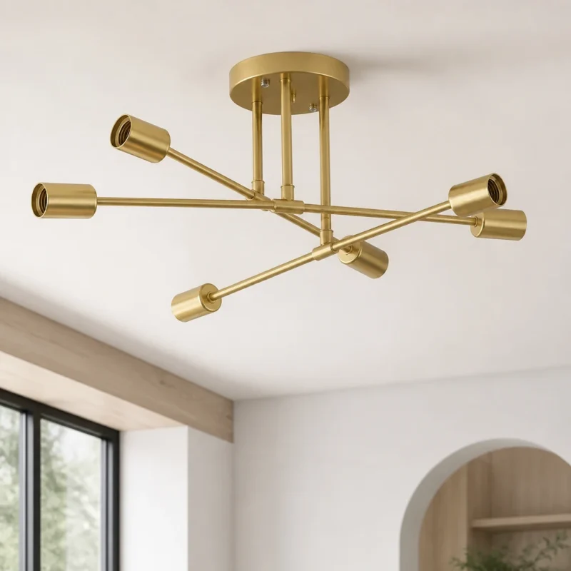 Gold Six-Light Sputnik Ceiling Fixture — Second interior view