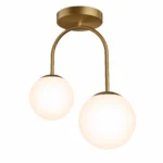 Gold Two-Globe Semi-Flush Ceiling Light — White-background main view