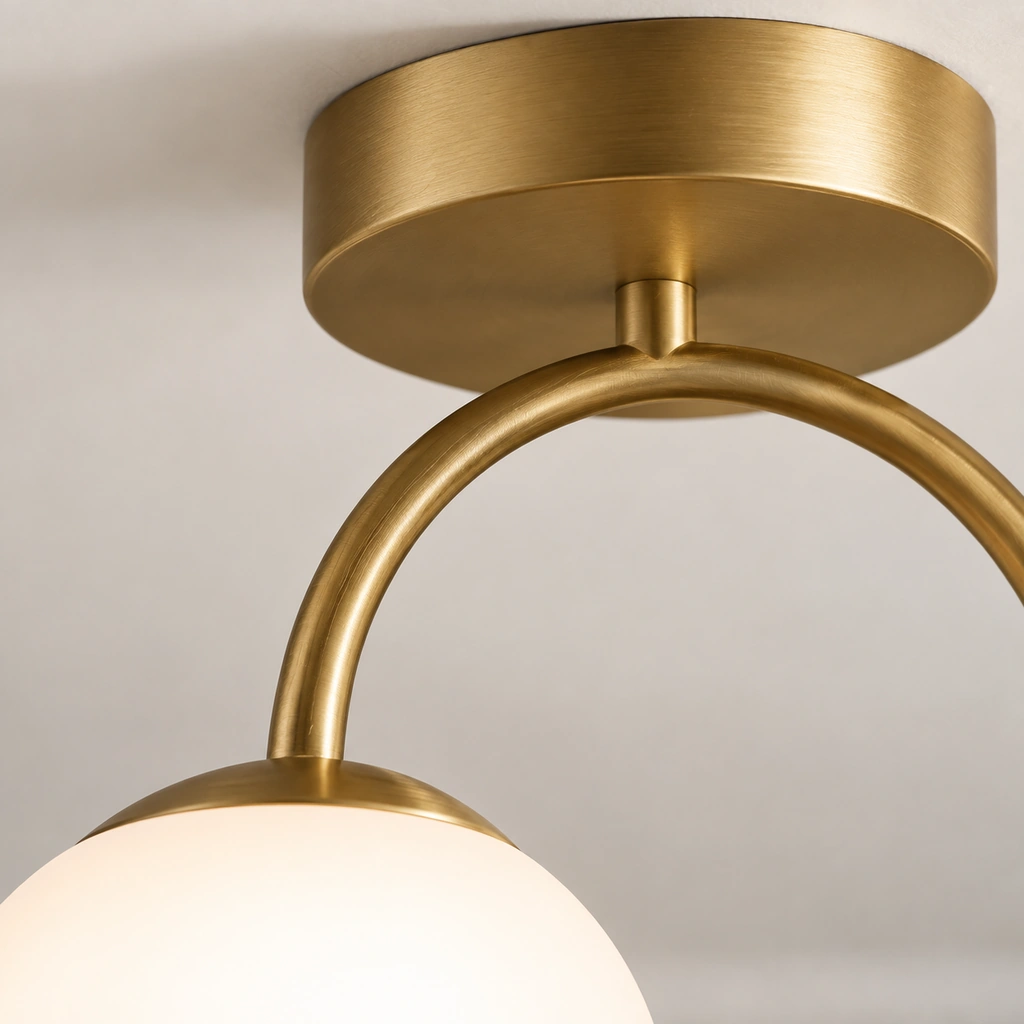 Gold Two-Globe Semi-Flush Ceiling Light — Material and construction detail