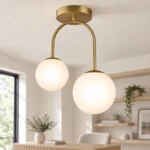 Gold Two-Globe Semi-Flush Ceiling Light — Second interior view
