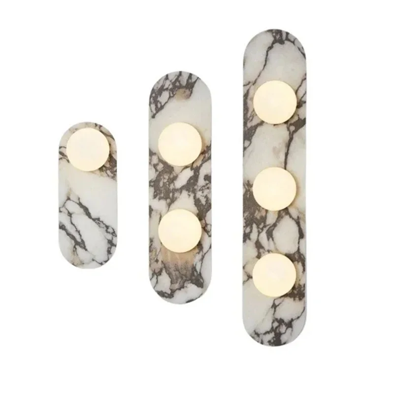 Luxury Natural Marble Wall Lamp LED Natural Stone Bedside Light White Glass Lampshade for Home Living Room Bathroom Aisle Hallwa - Image 6