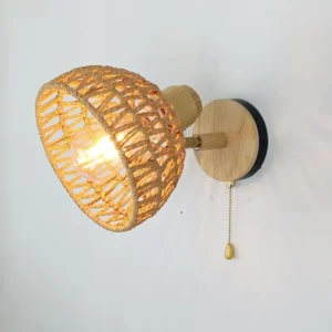 Wall Decor Room Rattan Ancient Farmhouse Hemp Rope Japanese Woven Lamps Bedside Bedroom Living Room Rural Wall Lamp