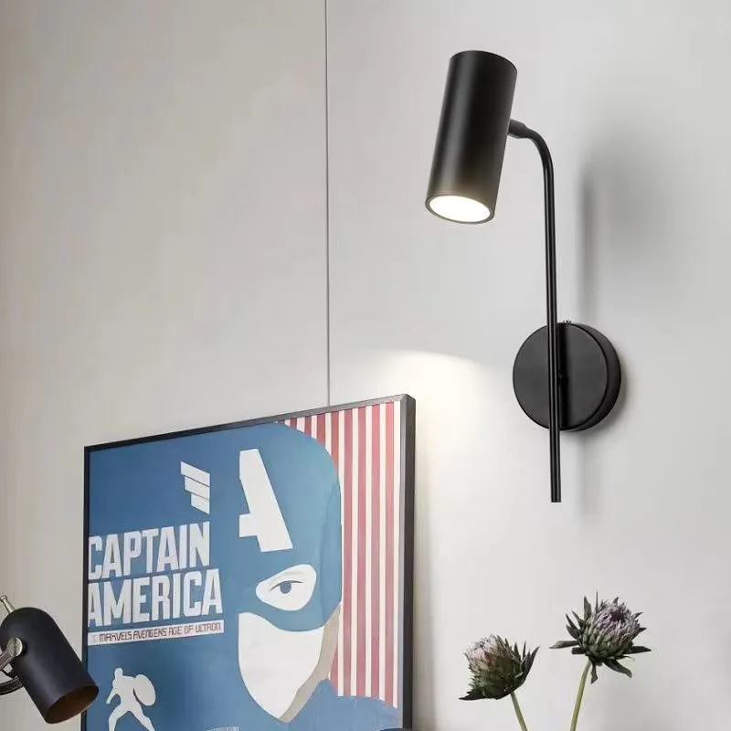 Rotatable Hotel Bedroom Wall Lamp Iron Frame Plastic Shade E27 LED Reading Light with Switch Modern Home Decoration Sconce Light - Image 2