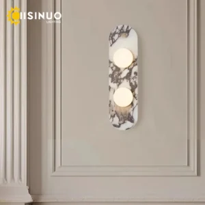 Luxury Natural Marble Wall Lamp LED Natural Stone Bedside Light White Glass Lampshade for Home Living Room Bathroom Aisle Hallwa