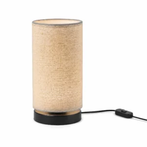 Linen-Look Cylinder USB Table Lamp — White-background main view