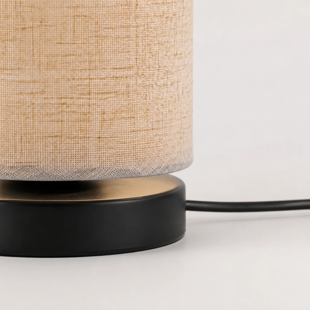 Linen-Look Cylinder USB Table Lamp — Material and construction detail