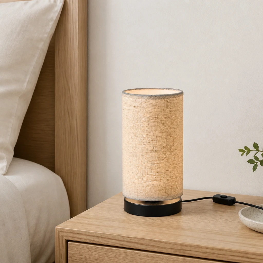 Linen-Look Cylinder USB Table Lamp — Second interior view