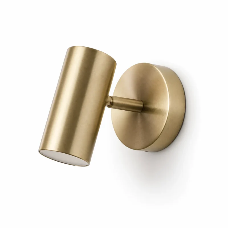 Adjustable Gold Cylinder Wall Light, Warm White — main view on white