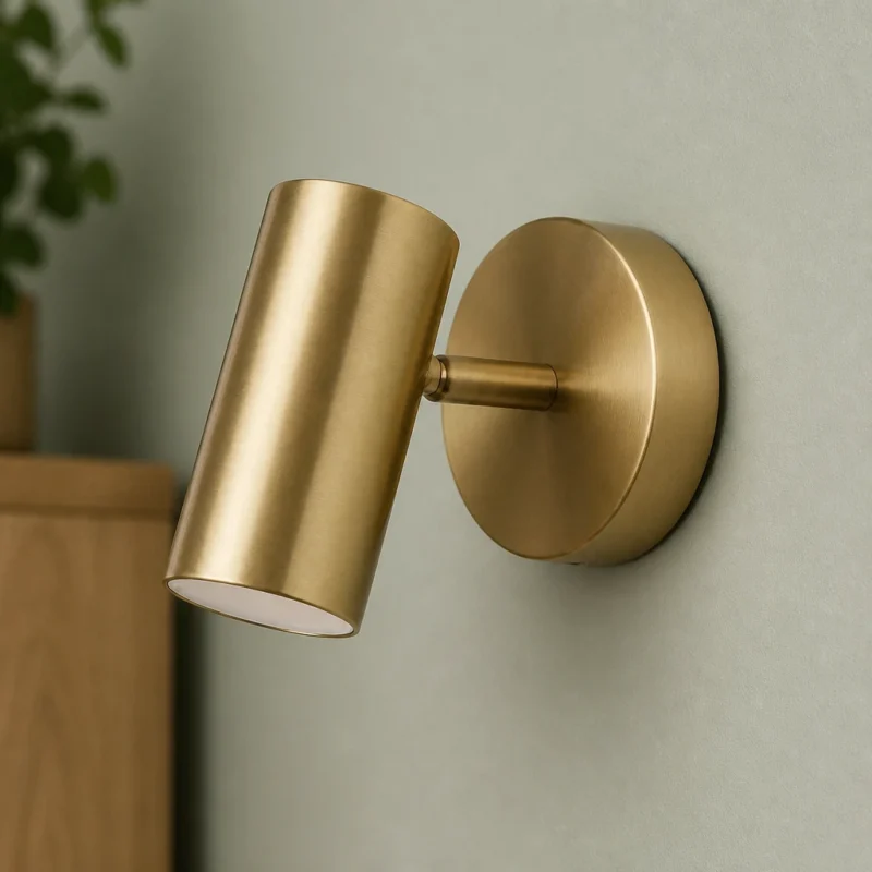 Adjustable Gold Cylinder Wall Light, Warm White — material and shade detail