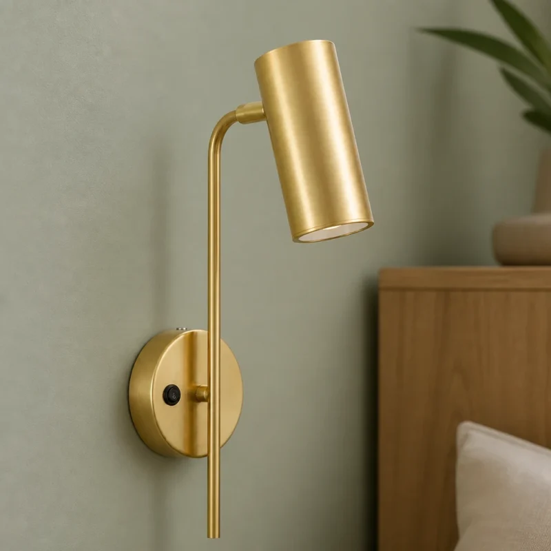Adjustable Gold Reading Wall Light with Switch — material and shade detail