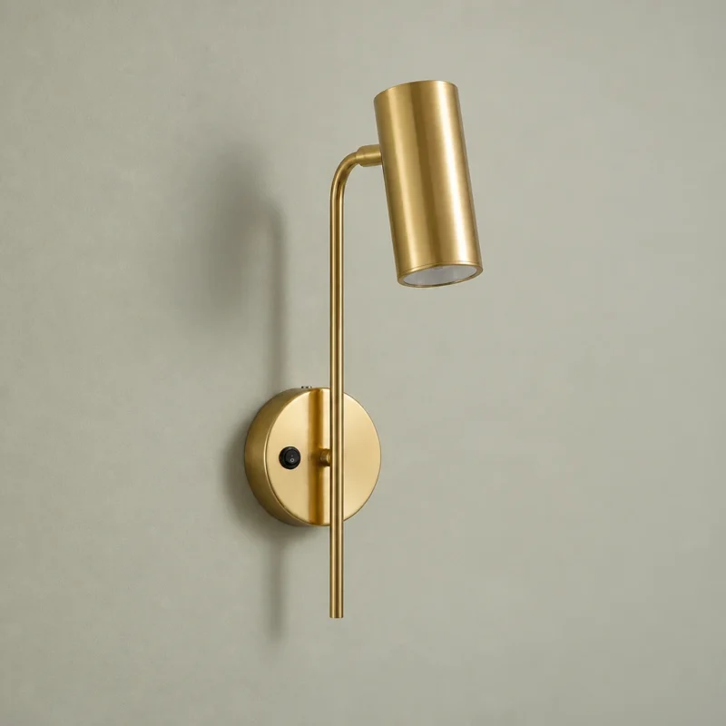Adjustable Gold Reading Wall Light with Switch — complete fixture in an interior setting