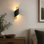 Black and Gold Spiral LED Wall Light, 10W — in an interior setting
