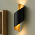 Black and Gold Spiral LED Wall Light, 10W — material and shade detail