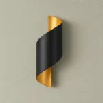 Black and Gold Spiral LED Wall Light, 10W — complete fixture in an interior setting