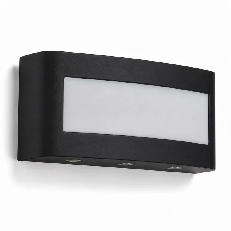 Black Up and Down LED Wall Light, 6W — alternate view on white