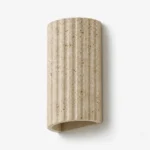 Fluted Travertine Up and Down Wall Light — alternate view on white