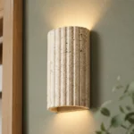 Fluted Travertine Up and Down Wall Light — material and shade detail