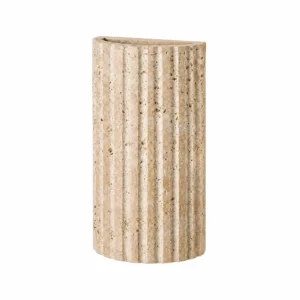 Fluted Travertine Up and Down Wall Light — isolated on white background