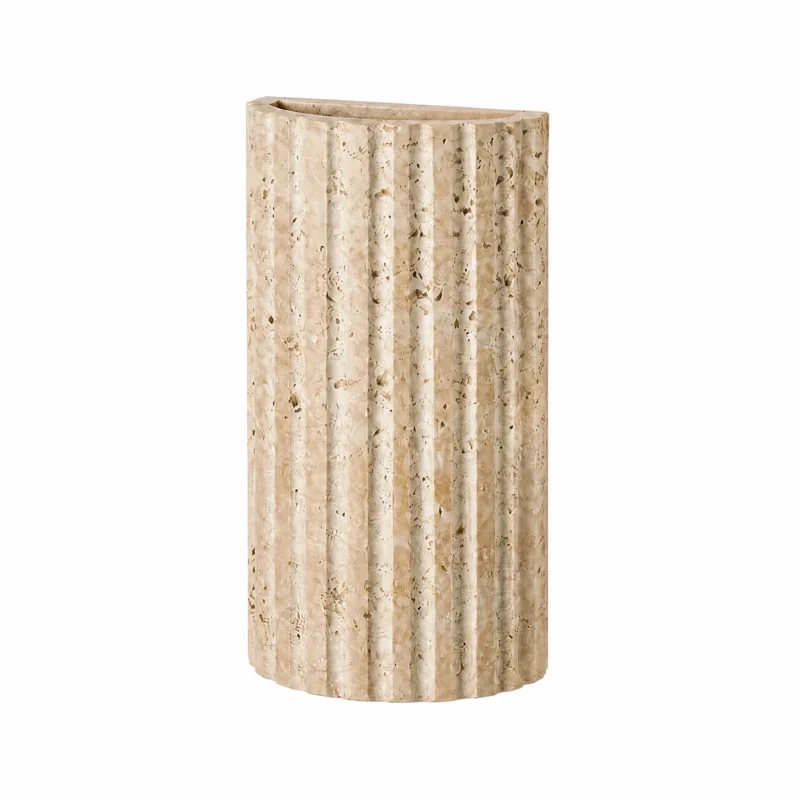 Fluted Travertine Up and Down Wall Light on White Fluted Travertine Up and Down Wall Light — isolated on white background