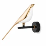 Gold Bird LED Wall Sconce, One Bird — alternate view on white